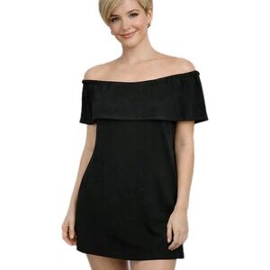 CHARLES HENRY Size XS LBD Off the Shoulder Black A-line Mini Dress Whimsigoth